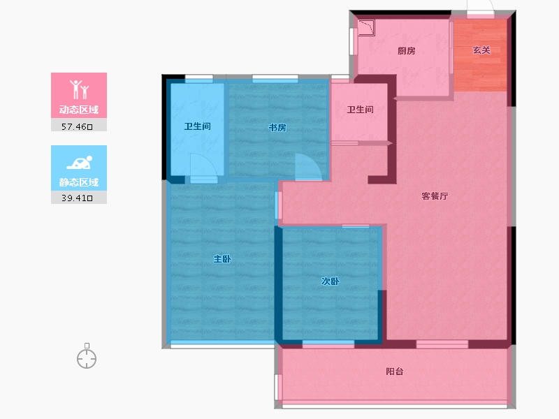 河南省-郑州市-常绿东风宸苑-86.39-户型库-动静分区