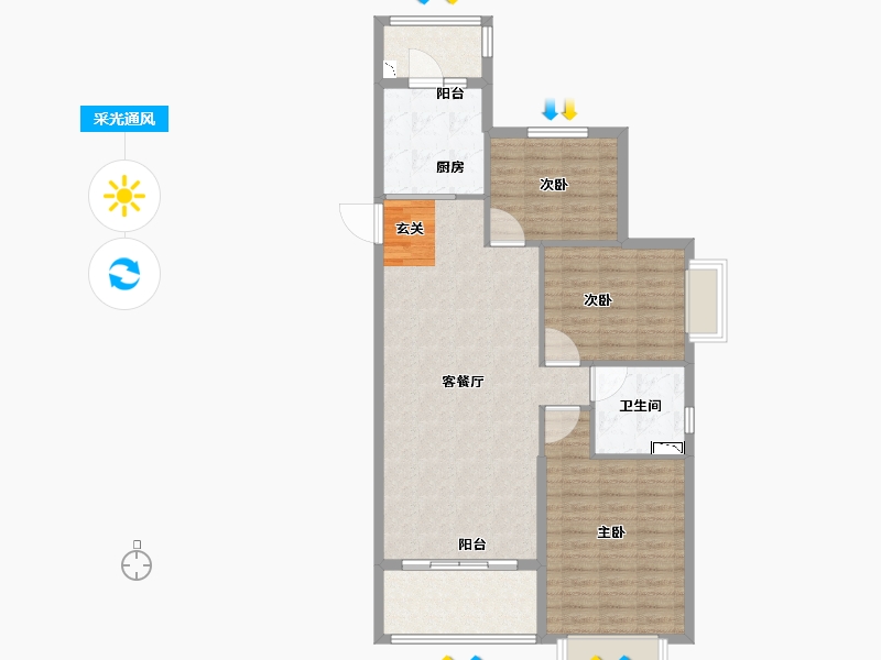 山东省-潍坊市-恒大滨河左岸-98.56-户型库-采光通风