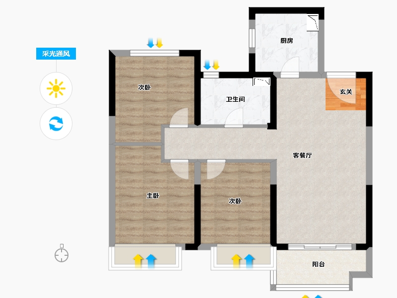 山东省-潍坊市-金科集美天宸-80.00-户型库-采光通风