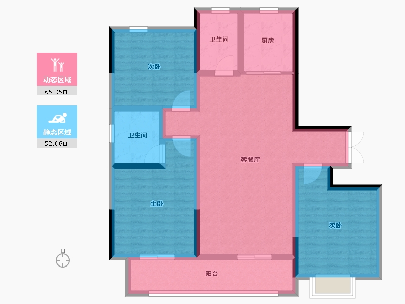 河南省-郑州市-山顶裕祥园-104.80-户型库-动静分区