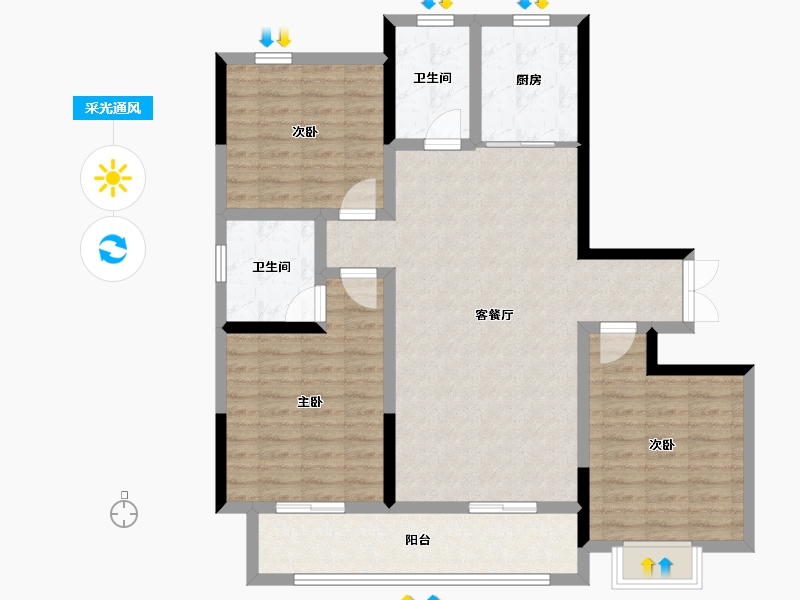 河南省-郑州市-山顶裕祥园-104.80-户型库-采光通风