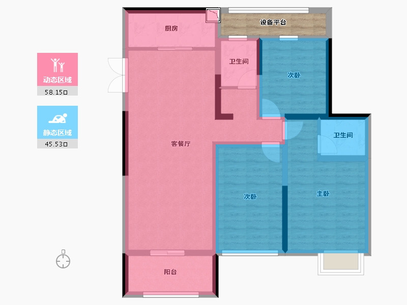 江苏省-宿迁市-富园新城桂苑-96.38-户型库-动静分区