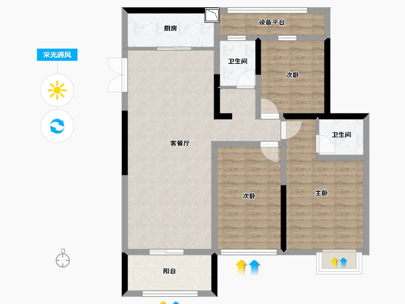 江苏省-宿迁市-富园新城桂苑-96.38-户型库-采光通风