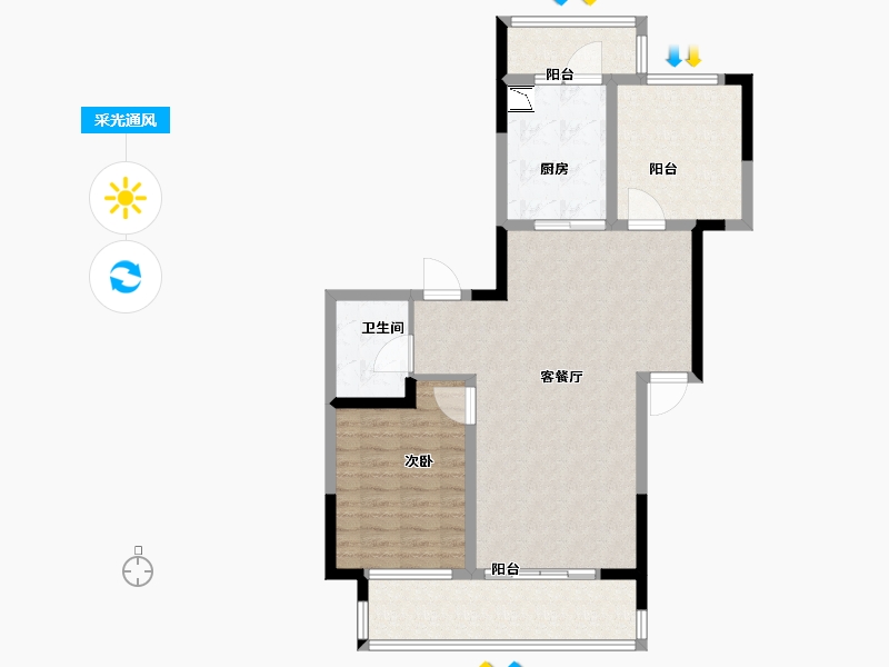 安徽省-滁州市-高速公园壹号-86.00-户型库-采光通风