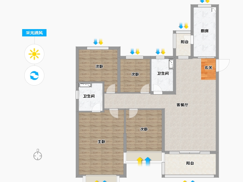 山东省-潍坊市-恒大滨河左岸-120.00-户型库-采光通风