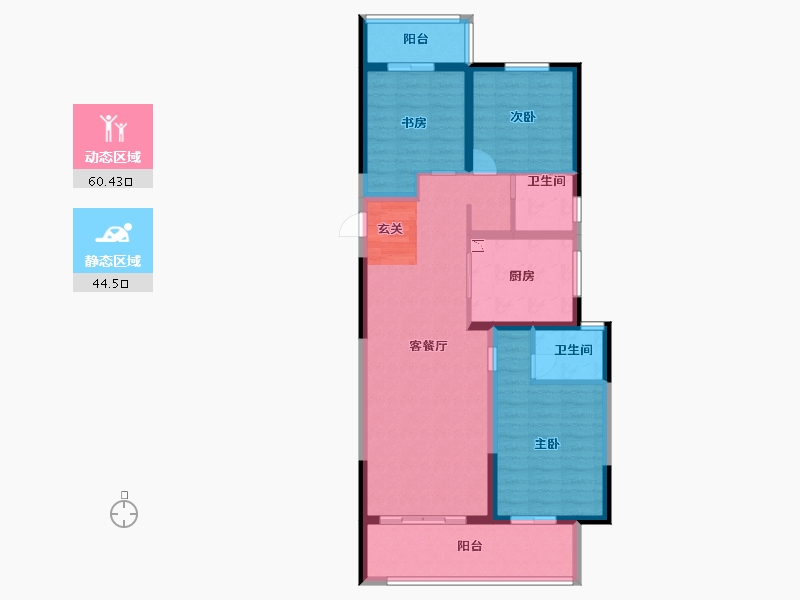 河南省-郑州市-常绿东风宸苑-93.60-户型库-动静分区