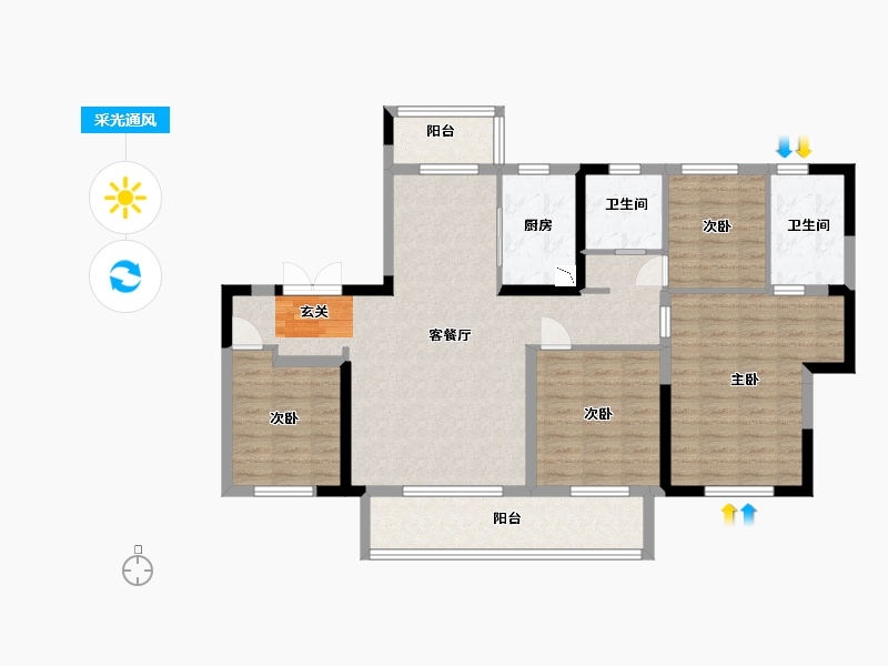 河南省-郑州市-永威双鹤湖畔-112.00-户型库-采光通风