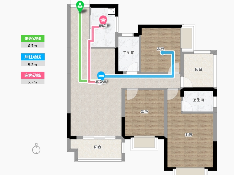 广西壮族自治区-南宁市-交投地产阳光100阿尔勒-89.77-户型库-动静线