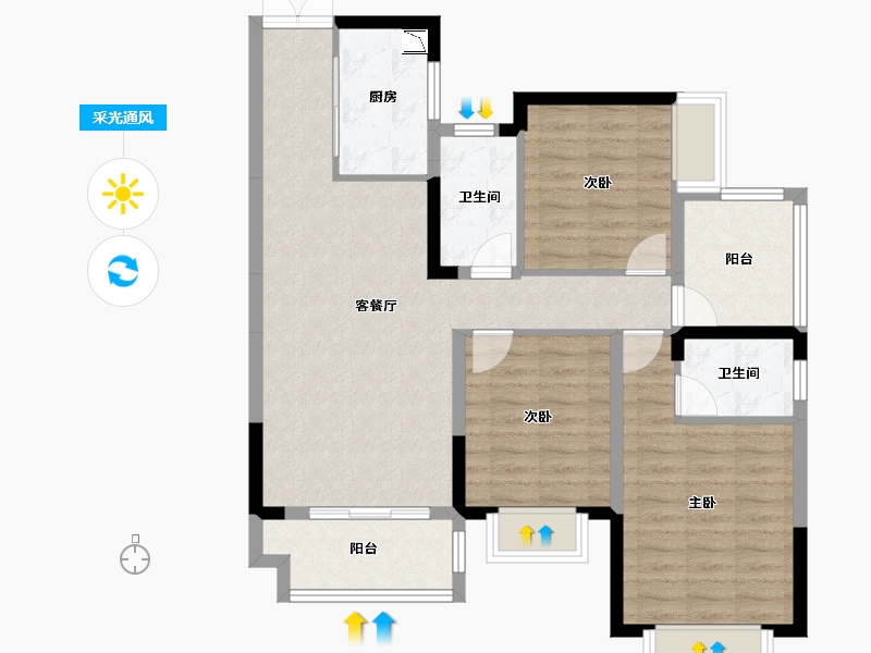 广西壮族自治区-南宁市-交投地产阳光100阿尔勒-89.77-户型库-采光通风