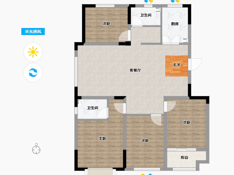 山东省-潍坊市-中房花漫里-112.24-户型库-采光通风