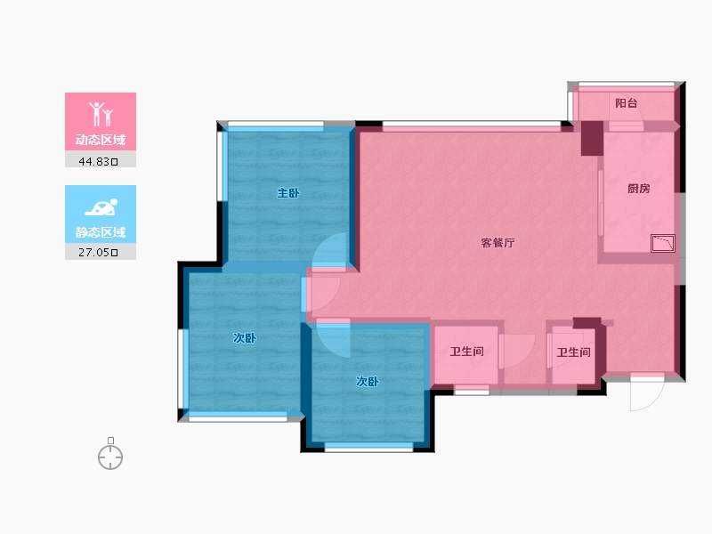 四川省-成都市-中化滨江锦府-62.70-户型库-动静分区