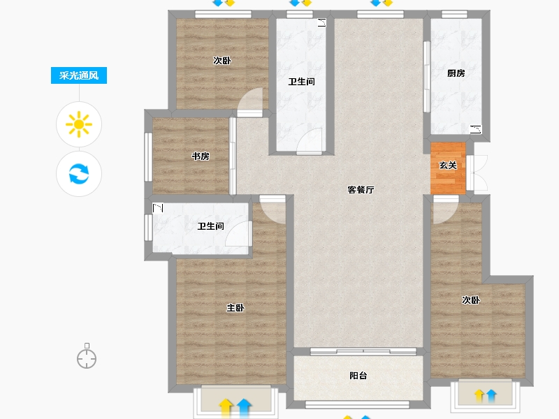 山东省-潍坊市-中房花漫里-113.00-户型库-采光通风