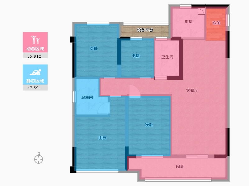 浙江省-金华市-中奥华鸿天宸尚品-94.40-户型库-动静分区