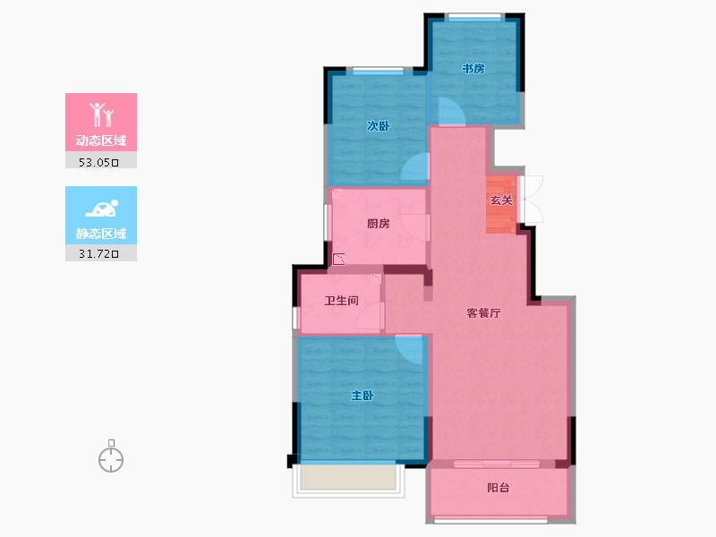 山东省-潍坊市-金科集美天宸-76.00-户型库-动静分区