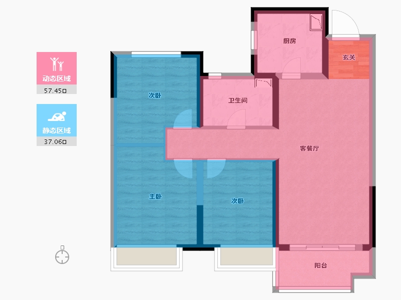 山东省-潍坊市-金科集美天宸-84.00-户型库-动静分区