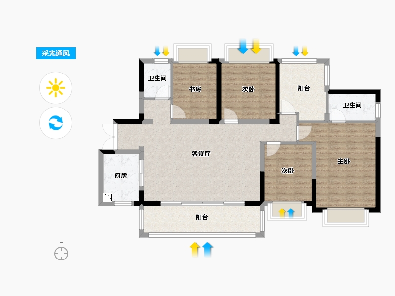 广西壮族自治区-南宁市-交投地产阳光100阿尔勒-111.75-户型库-采光通风