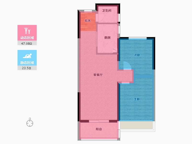 河南省-郑州市-常绿东风宸苑-62.40-户型库-动静分区