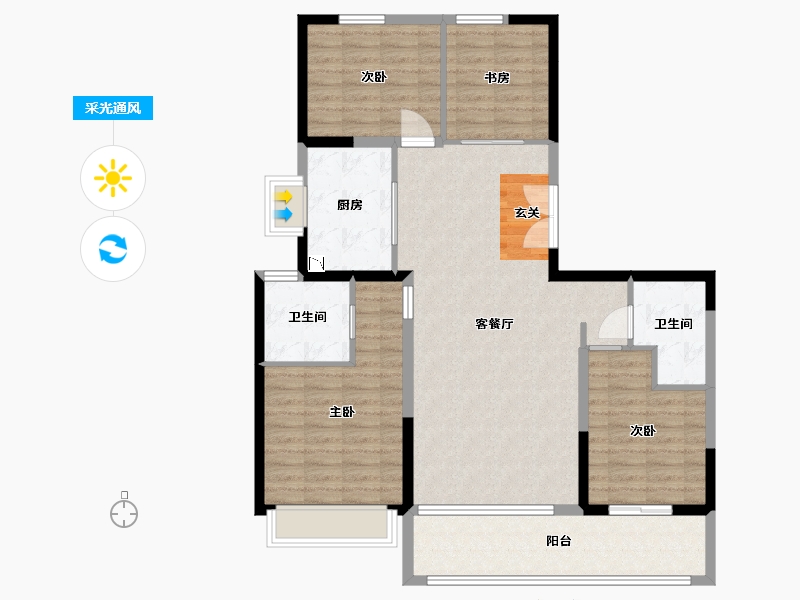 河南省-郑州市-康桥香麓湾-113.60-户型库-采光通风