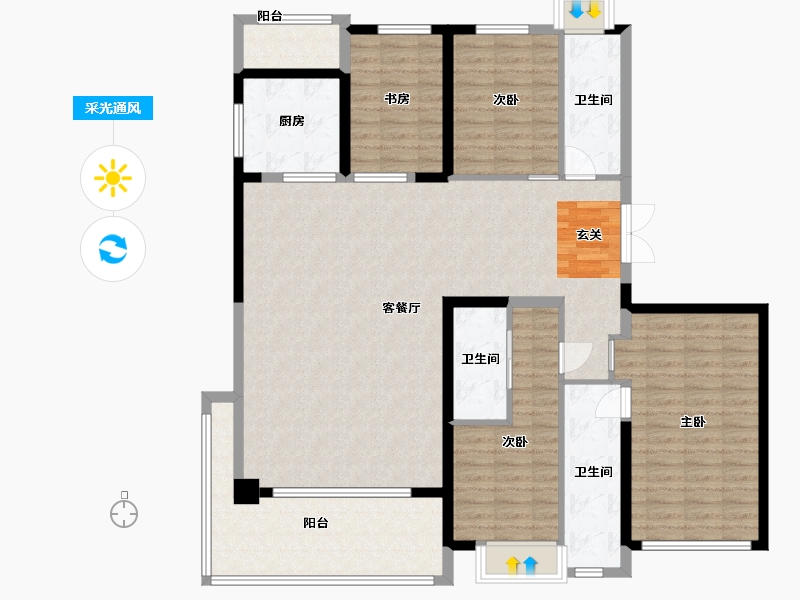 河南省-郑州市-康桥香麓湾-145.56-户型库-采光通风