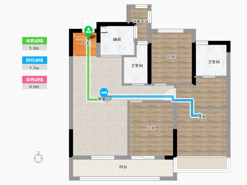 浙江省-金华市-中奥华鸿天宸尚品-84.00-户型库-动静线