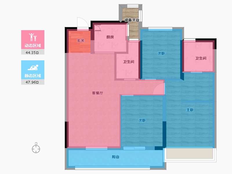 浙江省-金华市-中奥华鸿天宸尚品-84.00-户型库-动静分区