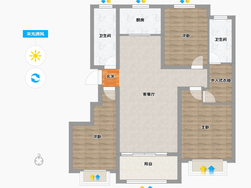 山东省-潍坊市-中房花漫里-100.00-户型库-采光通风