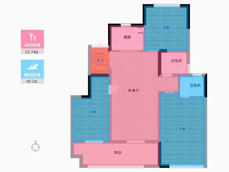 安徽省-芜湖市-荣盛江城观邸-88.00-户型库-动静分区