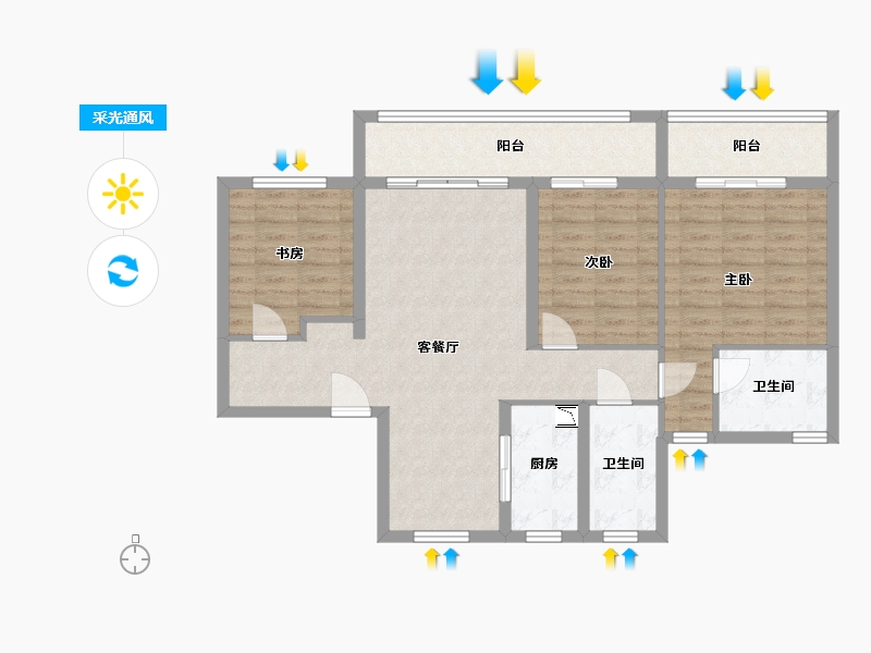 江西省-南昌市-鸿海满园-95.42-户型库-采光通风