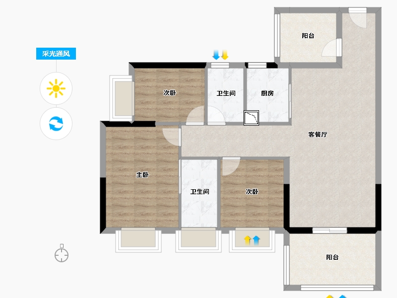 广东省-湛江市-万洲悦华府-93.23-户型库-采光通风