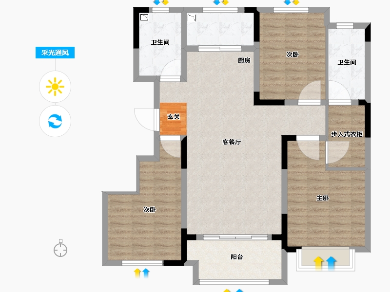 山东省-潍坊市-中房花漫里-103.01-户型库-采光通风