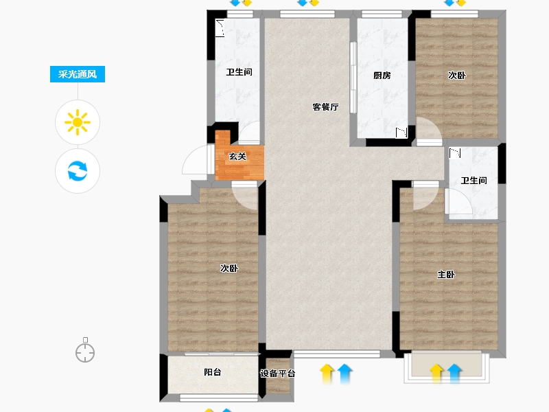 山东省-潍坊市-中房花漫里-106.00-户型库-采光通风