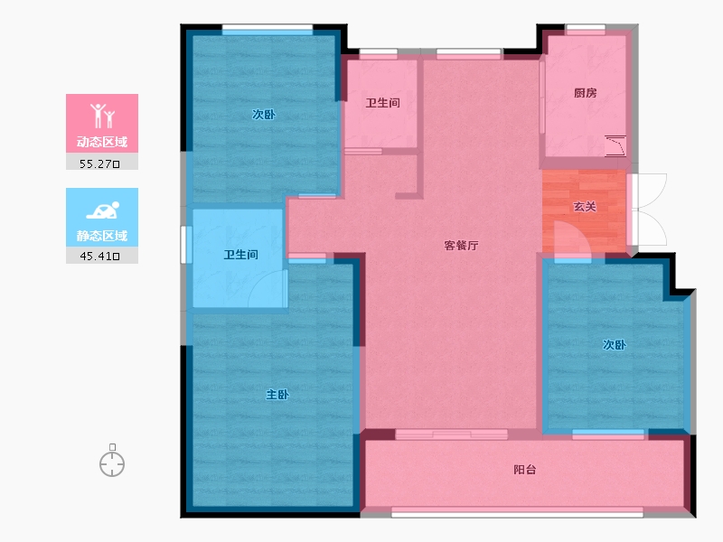 安徽省-芜湖市-荣盛江城观邸-90.39-户型库-动静分区