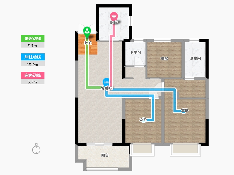 山东省-菏泽市-鲁商蓝岸公馆-94.40-户型库-动静线