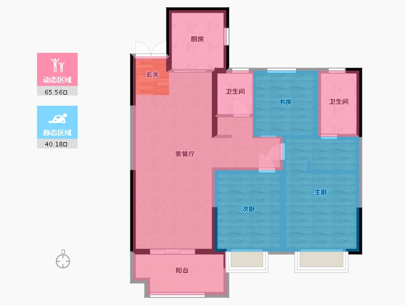 山东省-菏泽市-鲁商蓝岸公馆-94.40-户型库-动静分区