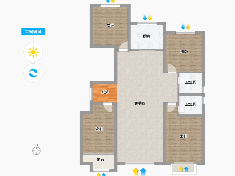 山东省-潍坊市-城投奥文公馆-115.78-户型库-采光通风