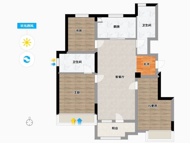 山东省-烟台市-世茂揽樾-83.01-户型库-采光通风