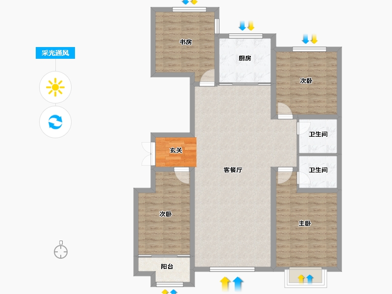 山东省-潍坊市-城投奥文公馆-111.72-户型库-采光通风