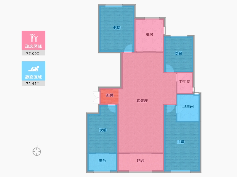 山东省-潍坊市-城投奥文公馆-135.44-户型库-动静分区