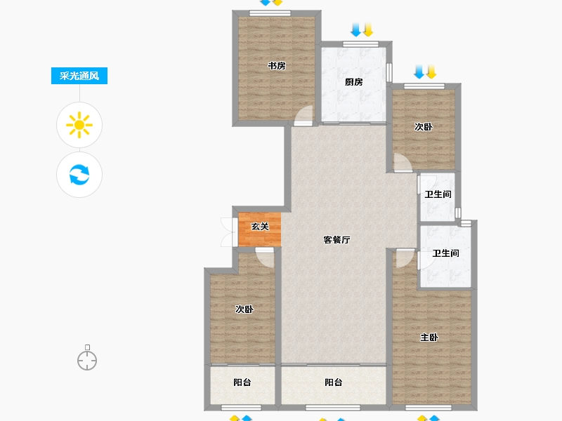 山东省-潍坊市-城投奥文公馆-135.44-户型库-采光通风