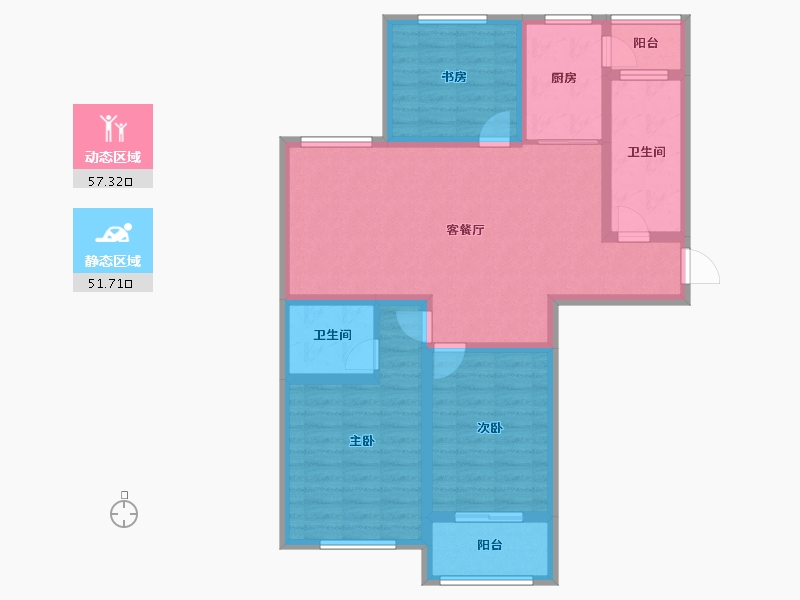 江苏省-徐州市-盛世阳光华庭-96.77-户型库-动静分区