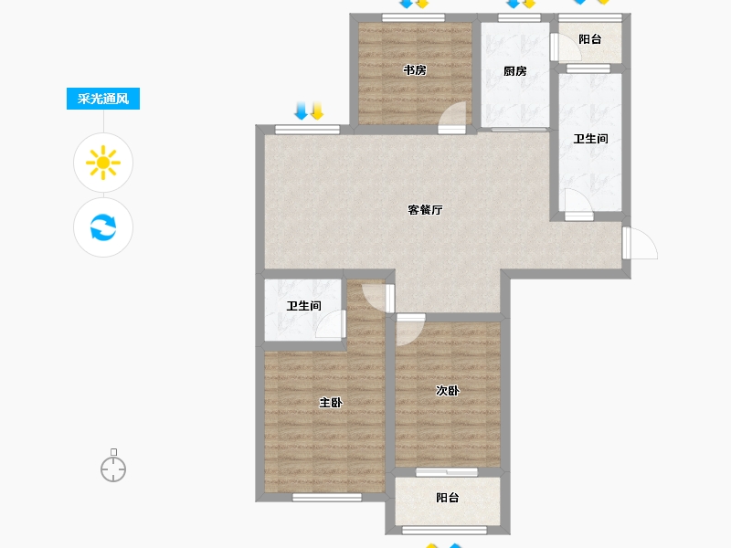 江苏省-徐州市-盛世阳光华庭-96.77-户型库-采光通风