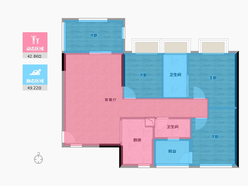 广东省-湛江市-万洲悦华府-82.36-户型库-动静分区