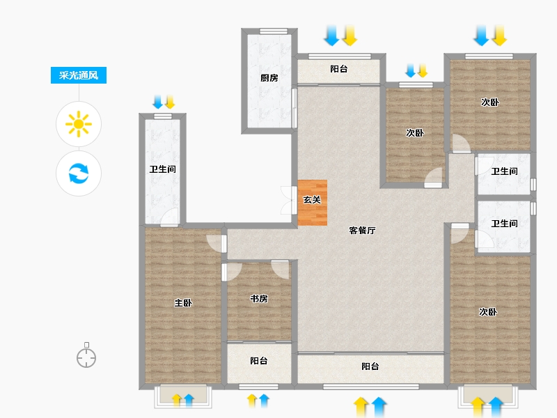 山东省-潍坊市-城投奥文公馆-195.89-户型库-采光通风