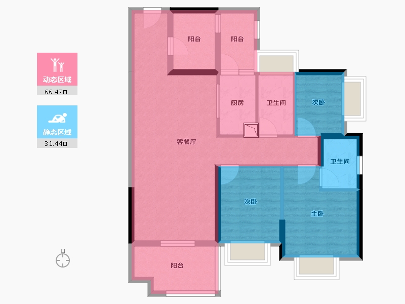 广东省-湛江市-硕基一品-86.71-户型库-动静分区