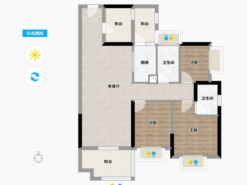 广东省-湛江市-硕基一品-86.71-户型库-采光通风