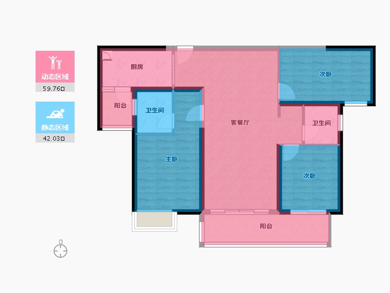 湖南省-长沙市-长房雍景湾-90.96-户型库-动静分区