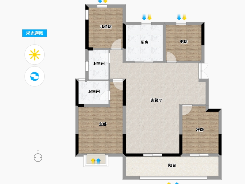 安徽省-合肥市-万兴湖山间-120.00-户型库-采光通风