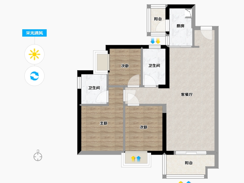 广东省-东莞市-招商雍华府-67.31-户型库-采光通风