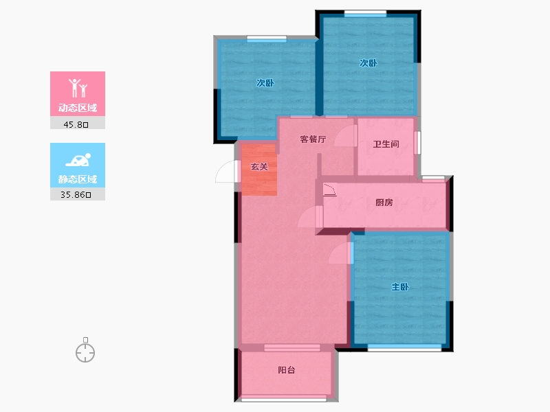 河南省-郑州市-永威双鹤湖畔-72.00-户型库-动静分区