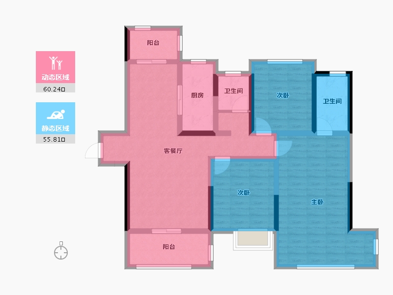 湖北省-宜昌市-中铁龙盘湖世纪山水-102.41-户型库-动静分区